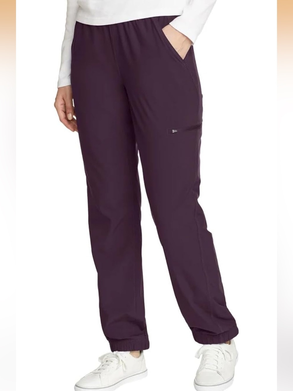 Eddie Bauer Deep Plum Elastic Waist Fleece-Lined Track Pants